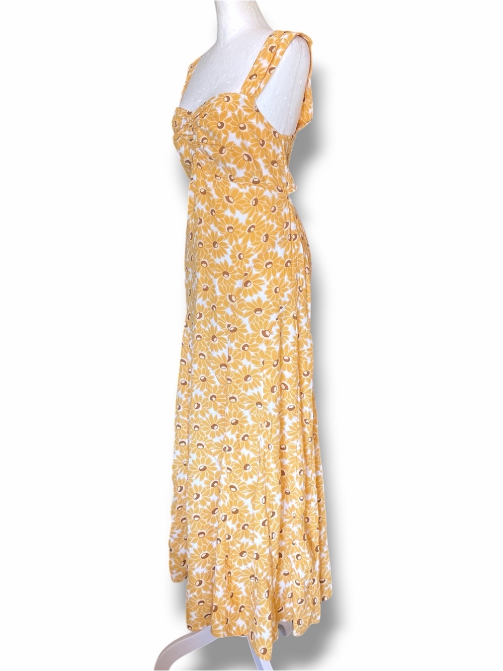 Free People Rosalee Midi Dress Yellow Floral Open Back Small NWOT Boho Vacation - Picture 5 of 16